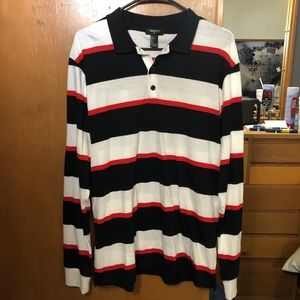 Forever 21 Long Sleeve Striped Collard T-shirt